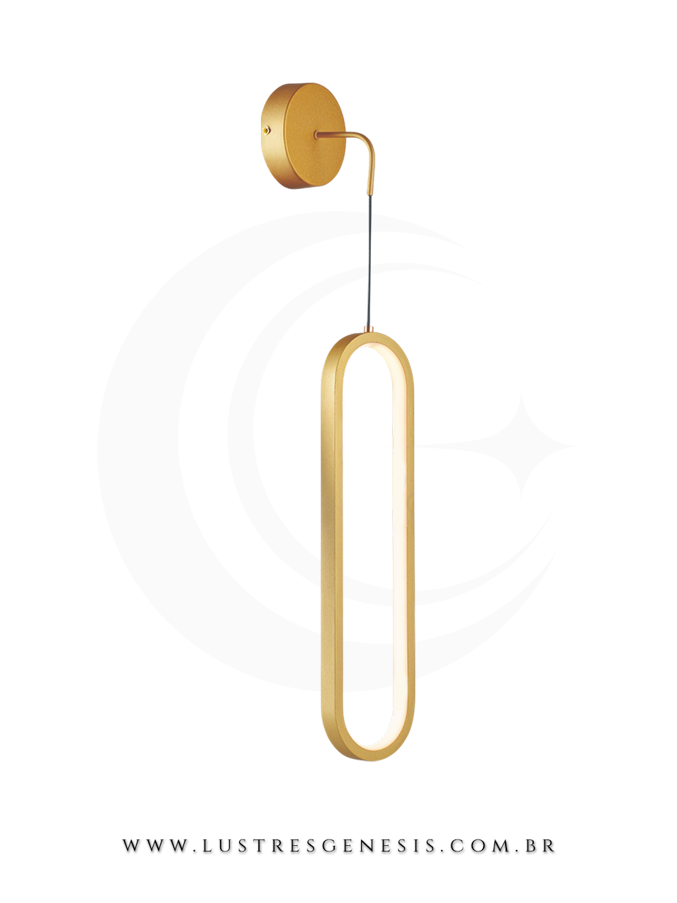 Arandela de Parede LED Metal Silicone DCB03165 Dourado 18W 3000K Bivolt 40cm, Sala de Estar, Quarto, Cabeceira de Cama, Lavabo
